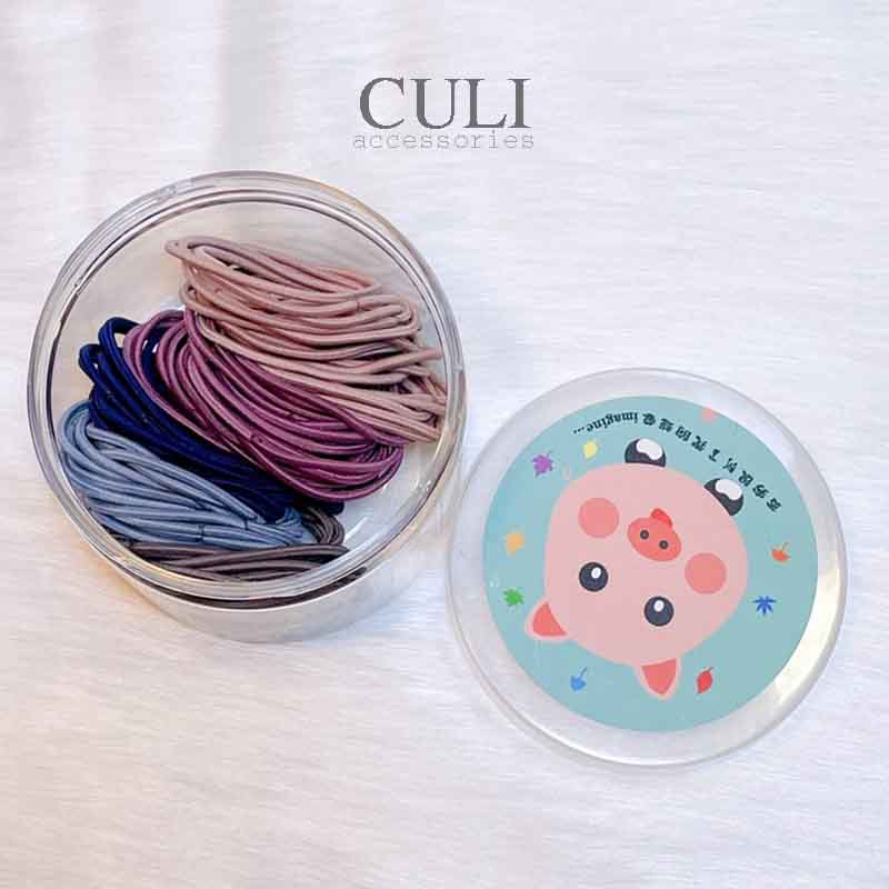 Hộp thun cột tóc 100 sợi mix màu xinh xắn cho nữ, phong cách Hàn Quốc