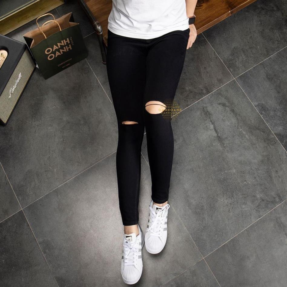 Quần jean nữ rách gối co giãn mã 04