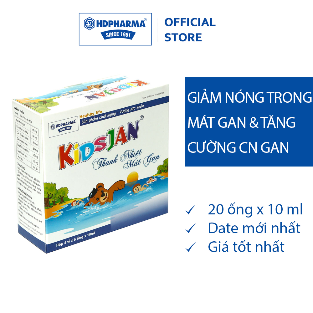 KIDSJAN Thanh Nhiệt Mát Gan Cho Bé - HDPHARMA (Hộp 4 Vỉ x 5 Ống x 10ml)