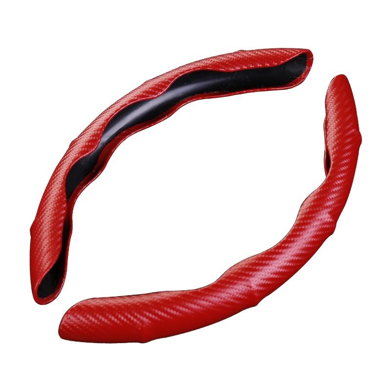 Bộ 2 Vỏ Bọc Vô Lăng Xe Hơi 38cm Bằng Silicon Họa Tiết Sợi Carbon Chống Trượt