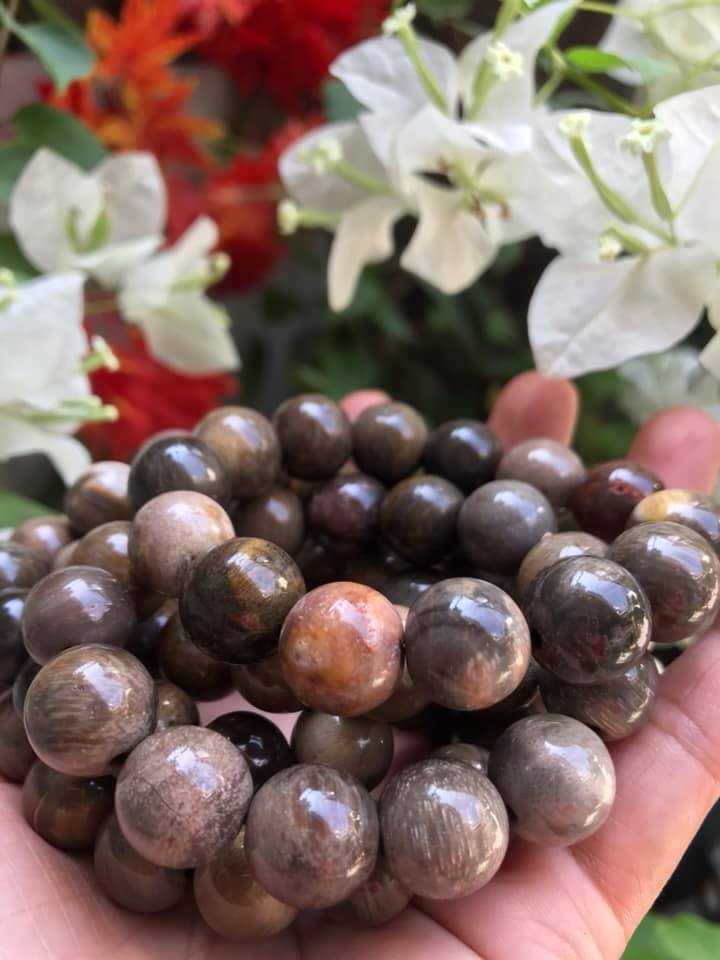 Vòng Gỗ Hóa Thạch Màu Vân Tự Nhiên Bóng Đẹp  Nam Đeo 14mm Màu Nâu Sáng Bóng Vàng Nhẹ  Nam đeo vào tay đẹp sang tốt rẻ nữa ạ