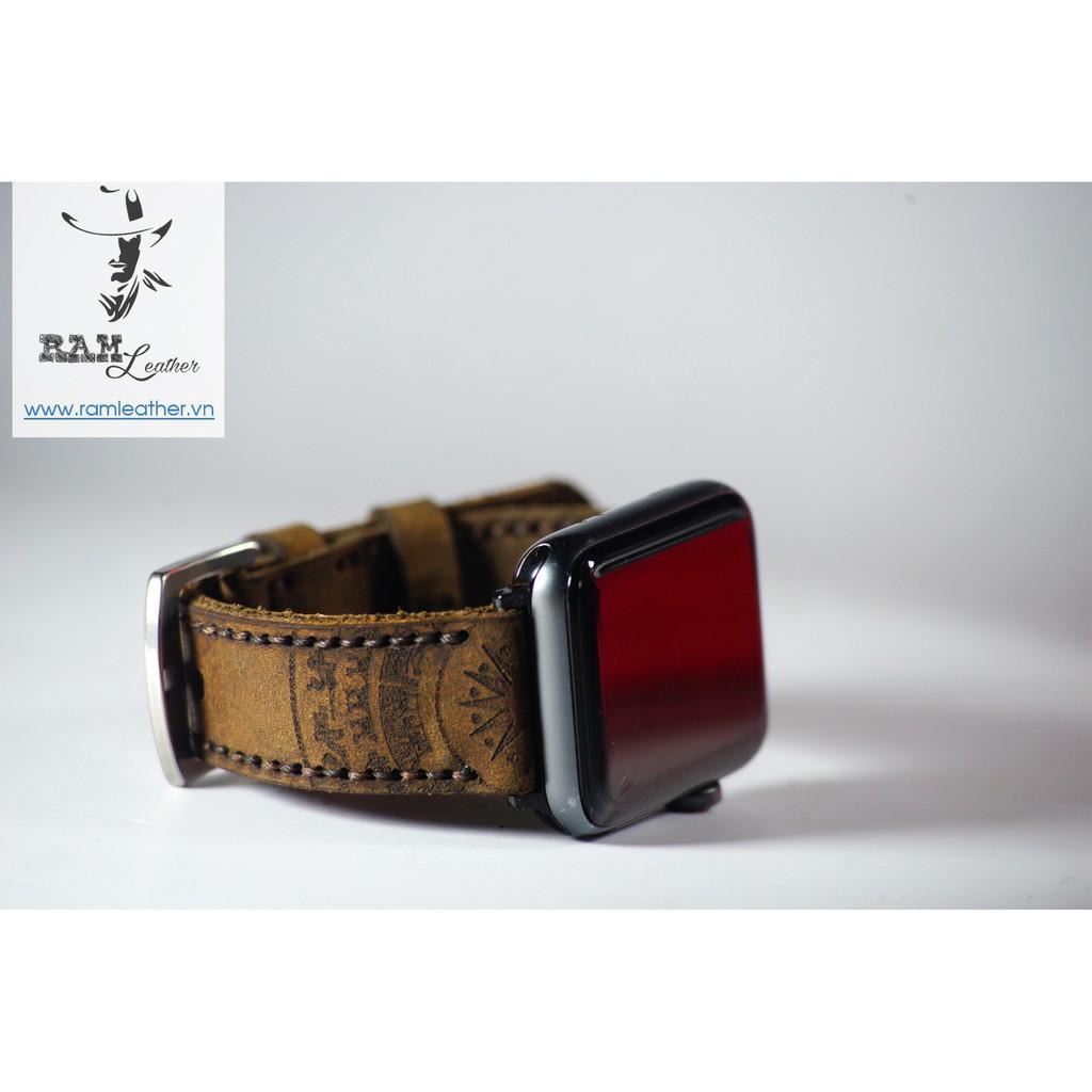 DÂY ĐỒNG HỒ DA BÒ HANDMADE - RAM TRỐNG ĐỒNG NÂU ĐẤT