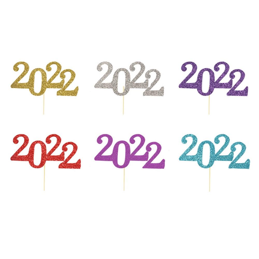 Thẻ trang trí bánh kem mừng năm mới, sinh nhật, giáng sinh 6cm 2022