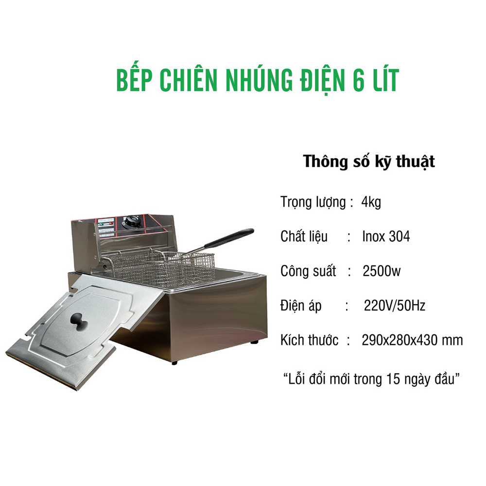 Bếp chiên nhúng đơn dùng điện 6 lít