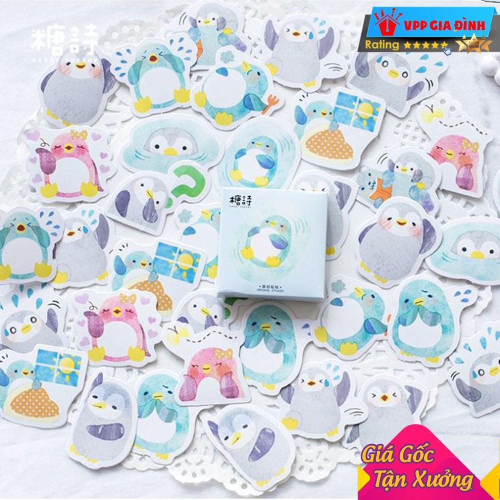 Hộp 45 Nhãn Dán Sticker Trang Trí Chim Cánh Cụt