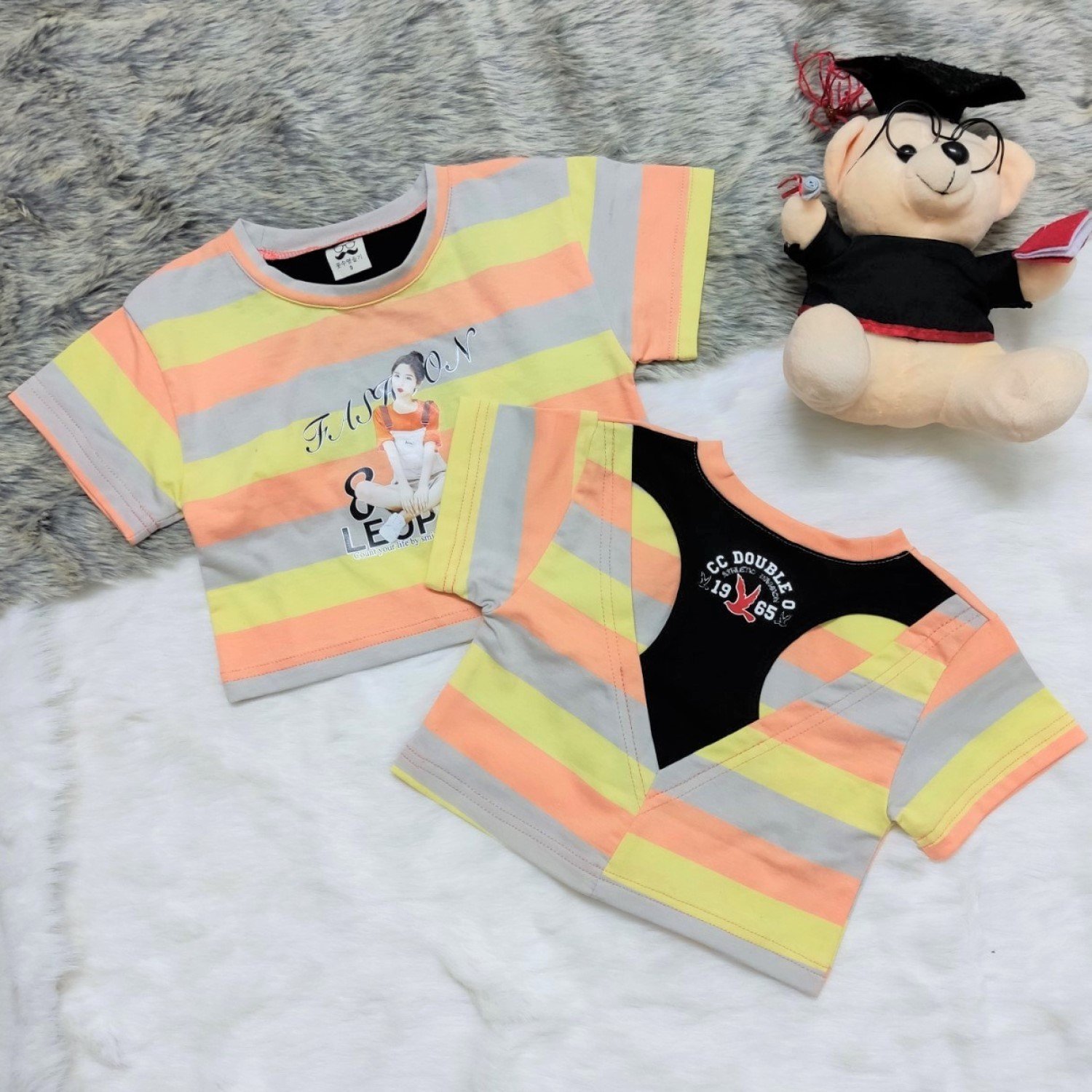 G1015 Áo thun bé gái, Áo croptop phong cách hiphop cho bé gái từ 2 tuổi, hàng nhập Quảng Châu cao cấp