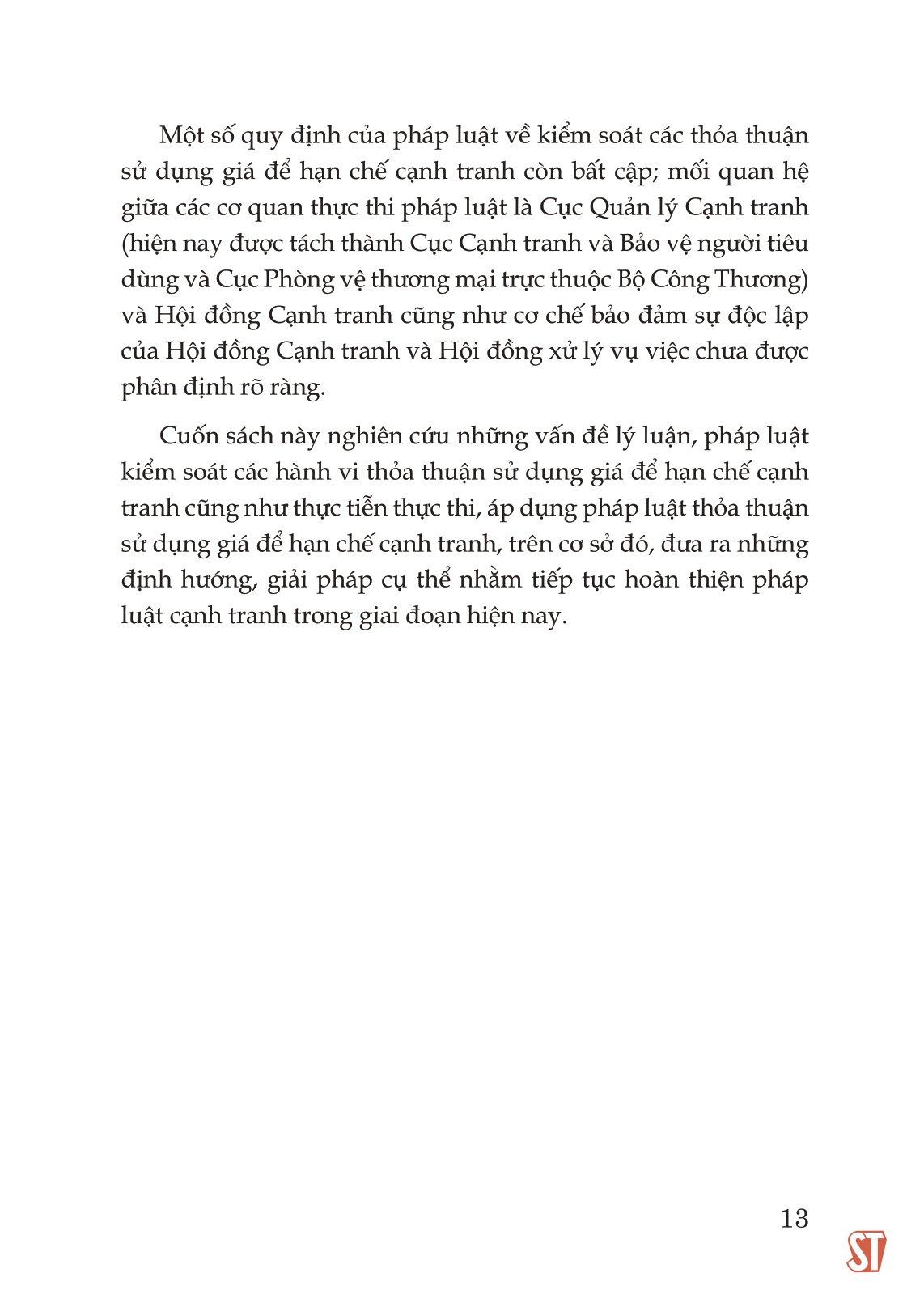 Pháp Luật Kiểm Soát, Thảo Thuận Sử Dụng Giá - Lý Thuyết Và Thực Tiễn Tại Việt Nam