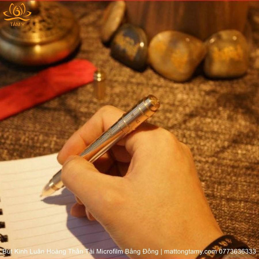 |Tặng bao da| Kinh Luân Dạng Bút Hoàng Thần Tài Bằng Đồng Đúc Nguyên Khối