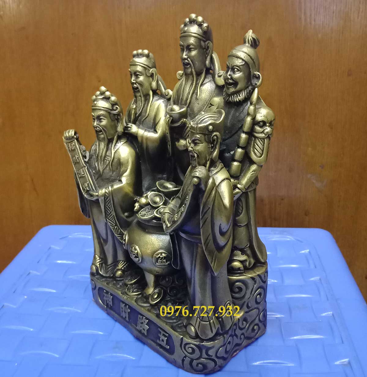 Tượng ngũ lộ thần tài cao 18,5cm bằng đồng, tượng ngũ lộ thần tài