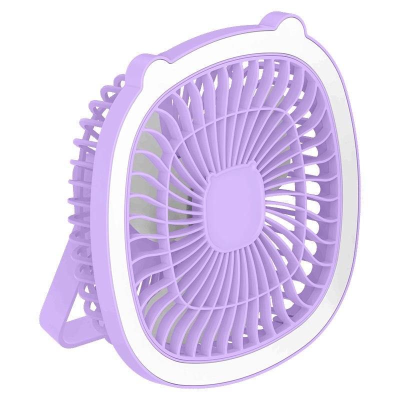 Quạt tích điện có đèn led FAN F2, quạt tai thỏ để bàn treo tường pin sạc