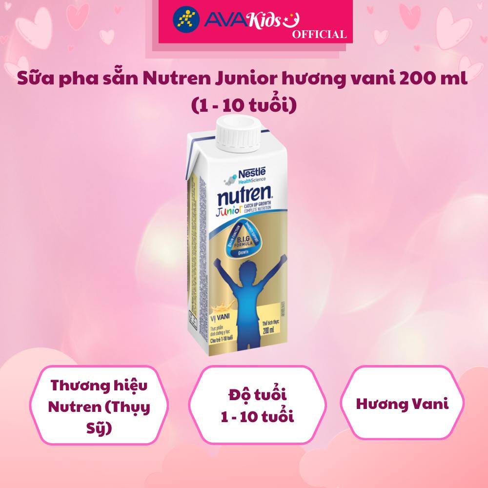 Sữa pha sẵn Nutren Junior hương vani 200 ml (1 - 10 tuổi)
