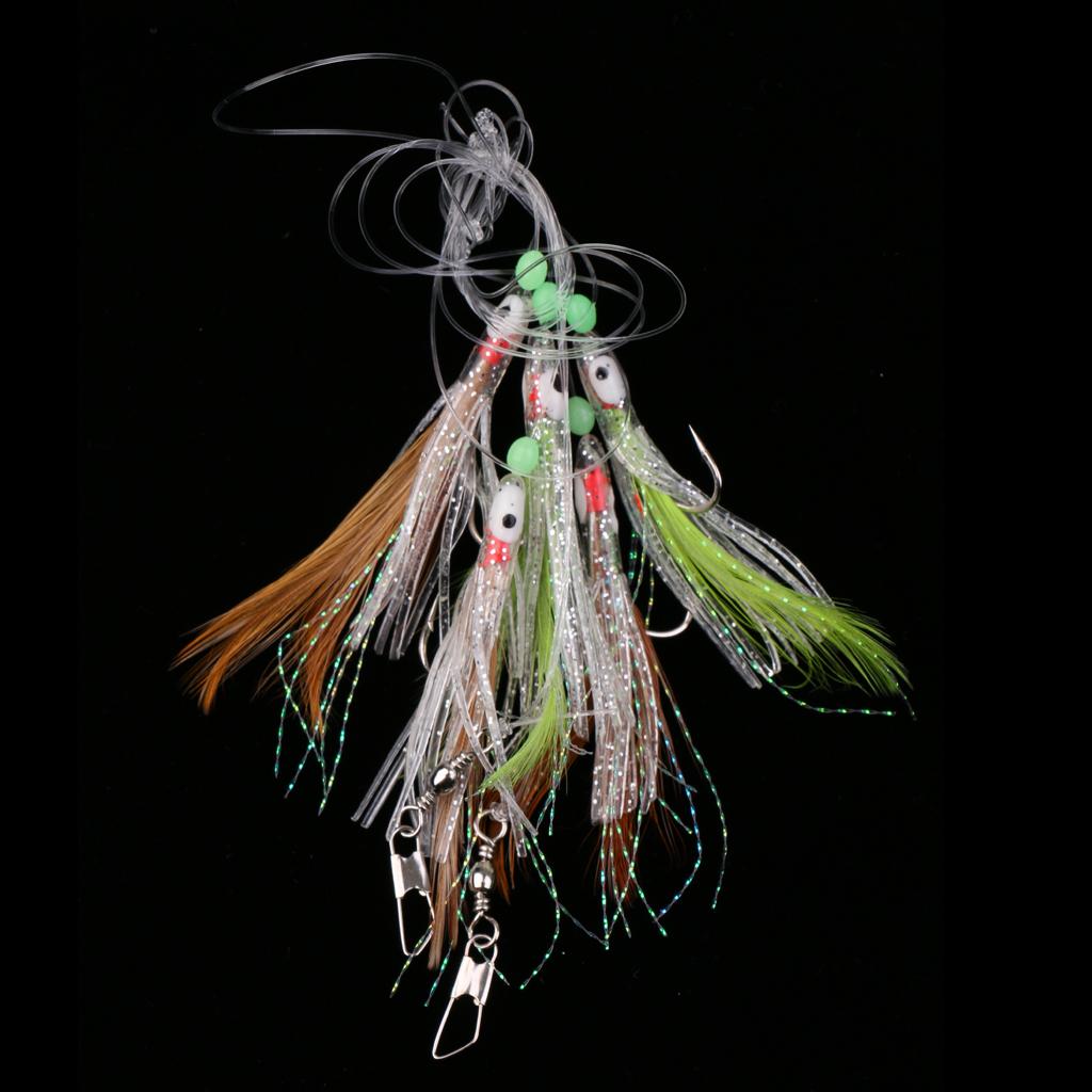 2xSabiki Fishing Lure Rigs Bait Jigs Lure Soft Lure String Crystal Barbed Hook