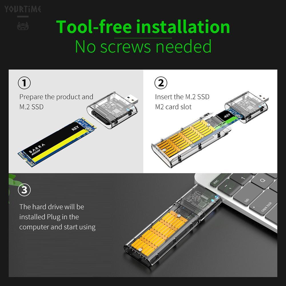 Hộp đựng ổ cứng M2 SSD M.2 sang USB3.0 Gen 1 5Gbps SATA NGFF SSD