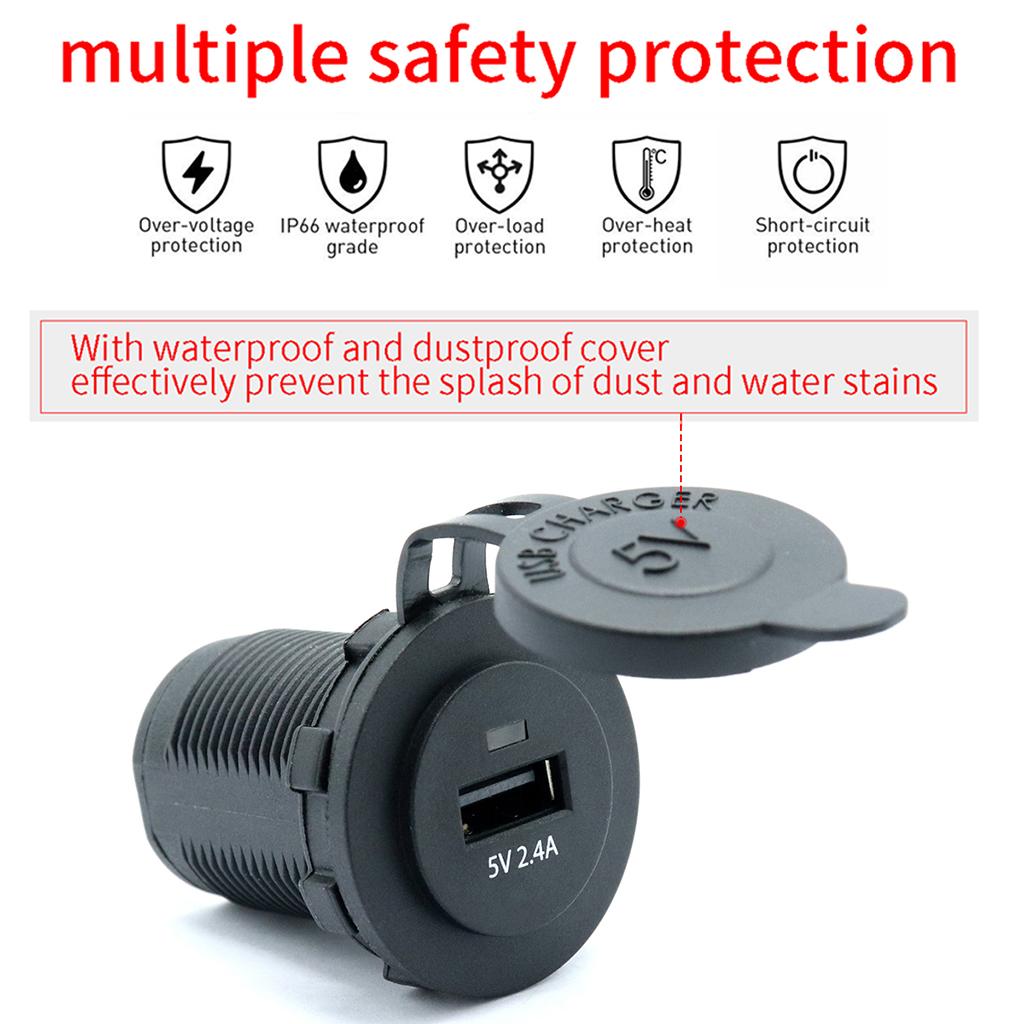 USB CHARGER 5V - 2.4A with 60cm Wiring Harness for Car Boat Marine