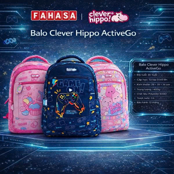Ba Lô Học Sinh Cấp 2 Clever Hippo Mẫu Mới 2026 - Việt Tinh Anh - Bestie Forever/Tiểu Thư Mèo Marie/Sweetie Pie Club