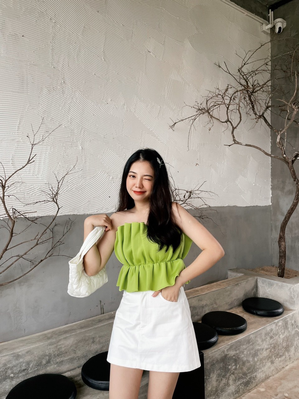 SET ÁO CROPTOP SUÔNG TRƠN ỐNG + CHÂN VÁY NGẮN DẠO PHỐ DỰ TIỆC GIÁNG SINH NOEL
