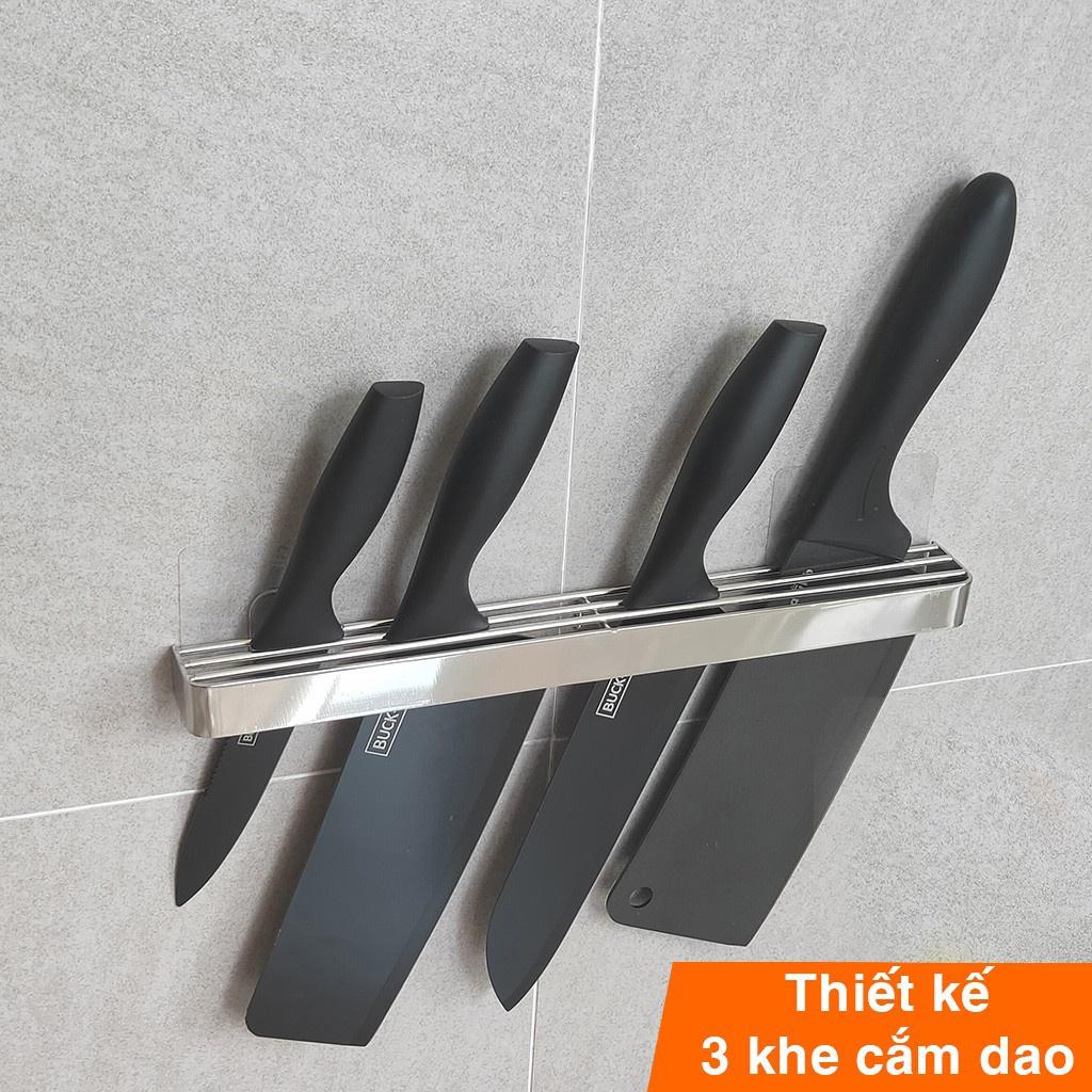 Giá Kệ Để Dao Inox Dán Tường K9, Khay đựng dao 3 ngăn cắm cao cấp chịu lực dụng cụ nhà bếp