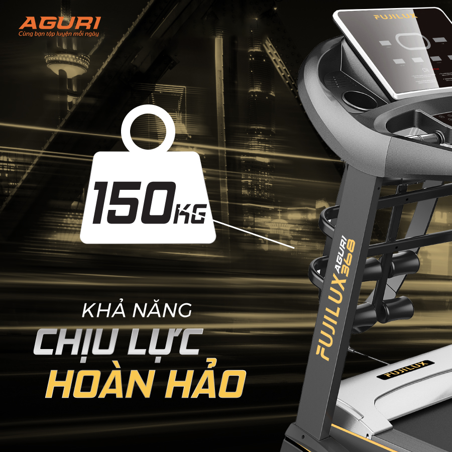 Máy chạy bộ tại nhà AGURI AFT-368 cấu hình vượt trội, tốc độ tối đa 20km/h, độ dốc lên tới 18%, màn hình LED 7 cửa sổ