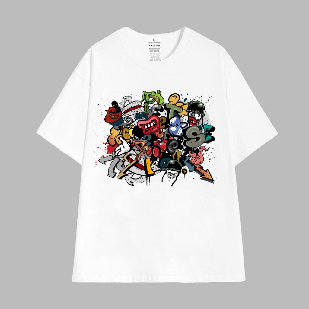 Cao cấp - Áo thun tay lỡ unisex áo phông nam nữ oversize hình Graffiti cá tính - BND15