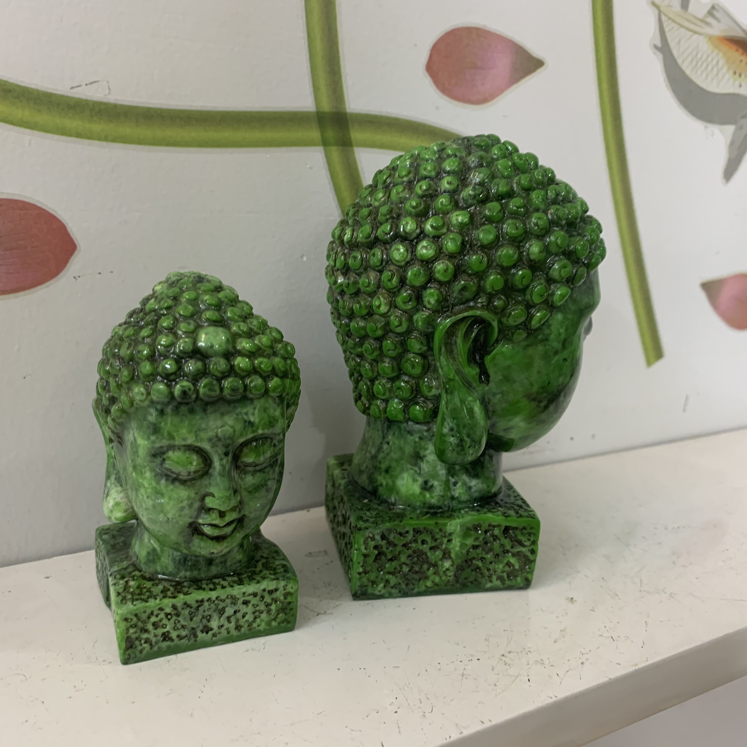 Tượng đầu phật Thích ca Cao 9cm & 12cm - Màu xanh lục bích