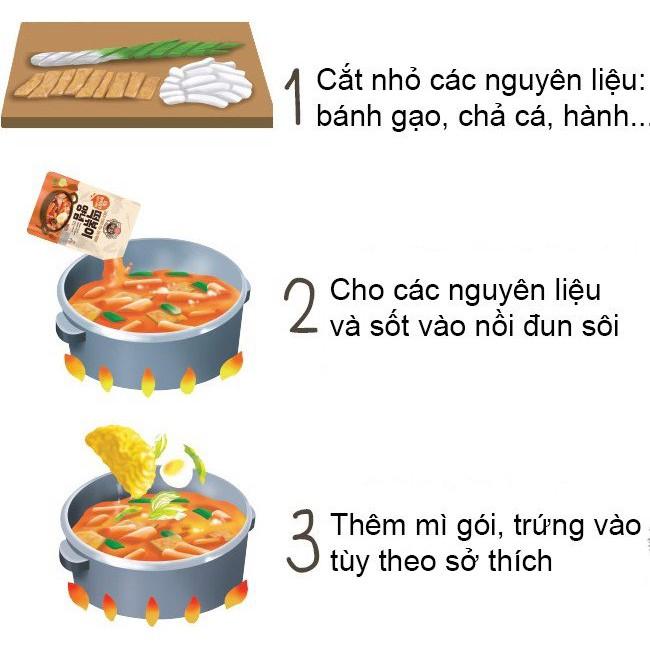 Bánh Gạo Topokki Hình Hoa Sao Tim Kèm Xốt Phomai - Nhập Khẩu Hàn Quốc Vị Hot