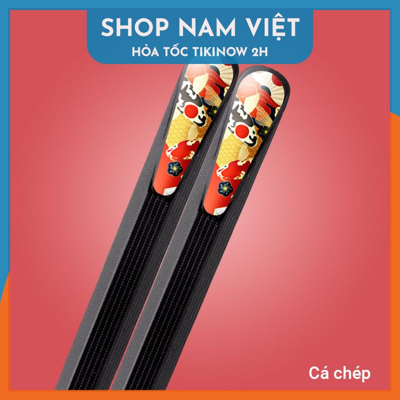 Combo 5 Đôi Đũa Thủy Tinh Đầu Đũa Vạt Xéo Trang Trí Họa Tiết Nhật Bản Phủ Bóng
