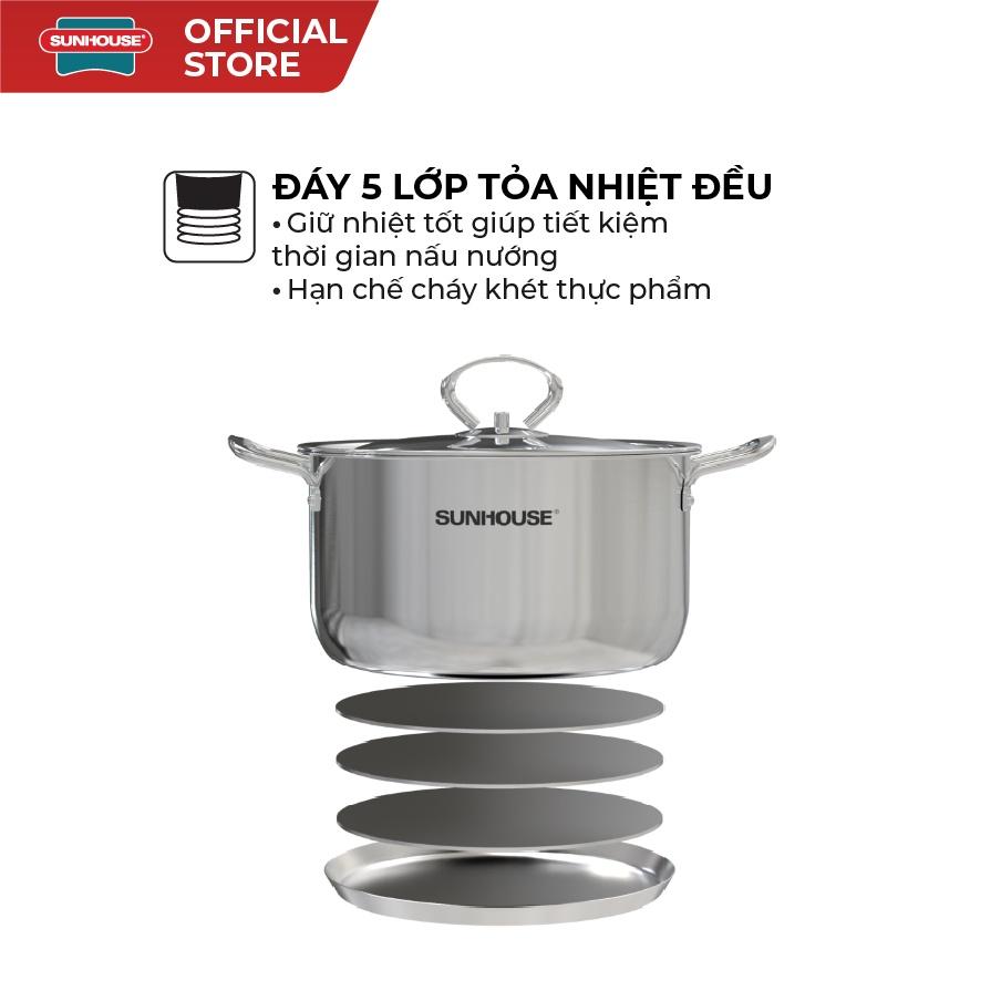 Hình ảnh Bộ nồi chảo inox 5 đáy SUNHOUSE SHG995