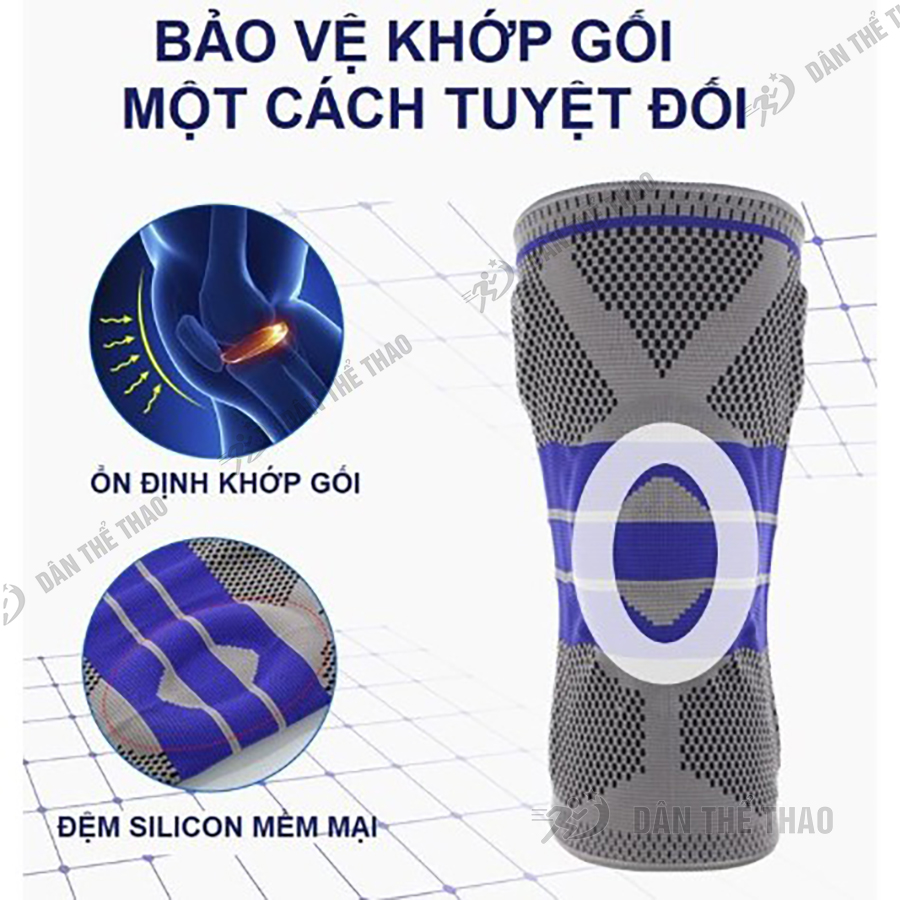 Bảo vệ đầu gối, khớp gối đệm silicon và lò xo trợ lực hỗ trợ vận động - Đai bảo vệ gối thể thao