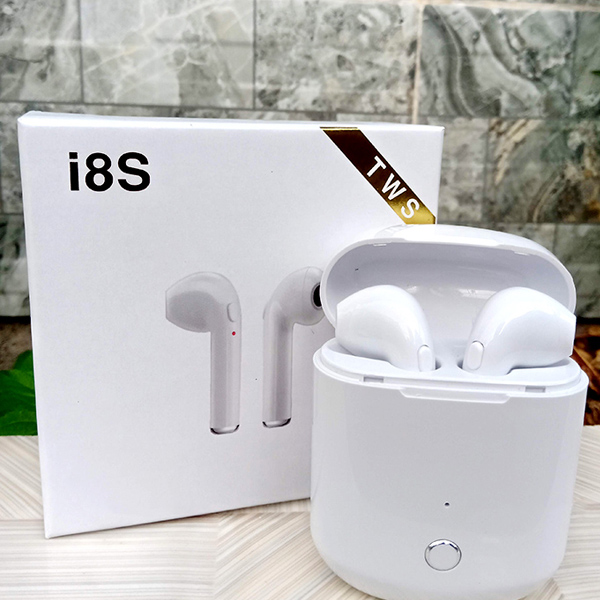 Combo: Tai Nghe Kiểu Dáng Airpods Bluetooth i8S TWS + Hộp Đựng Tai Nghe Silicon