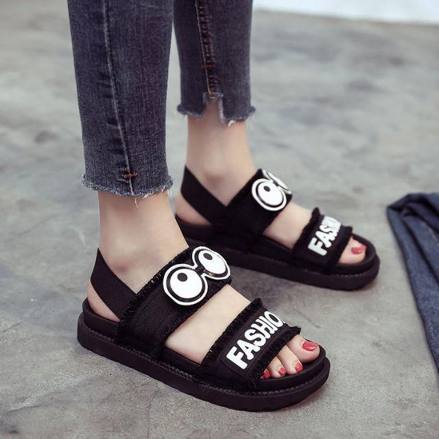 Sandal quai vải mắt kính đế độn siêu êm chân