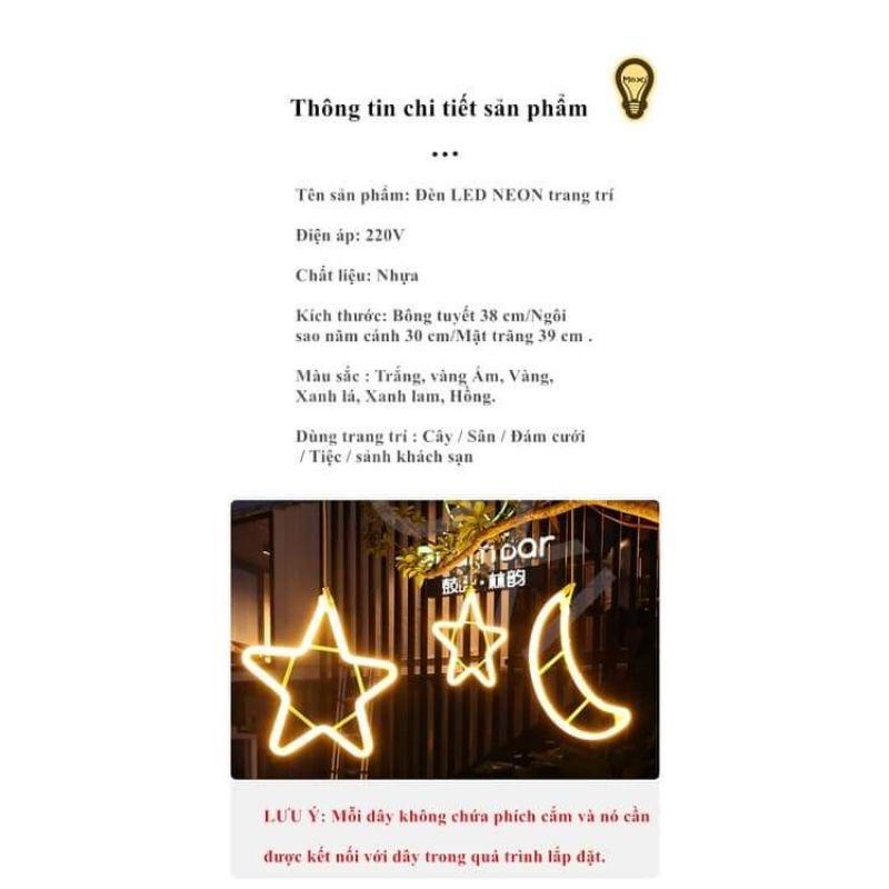 Đèn ngôi sao và hoa tuyết neon treo trang trí siêu to siêu sáng
