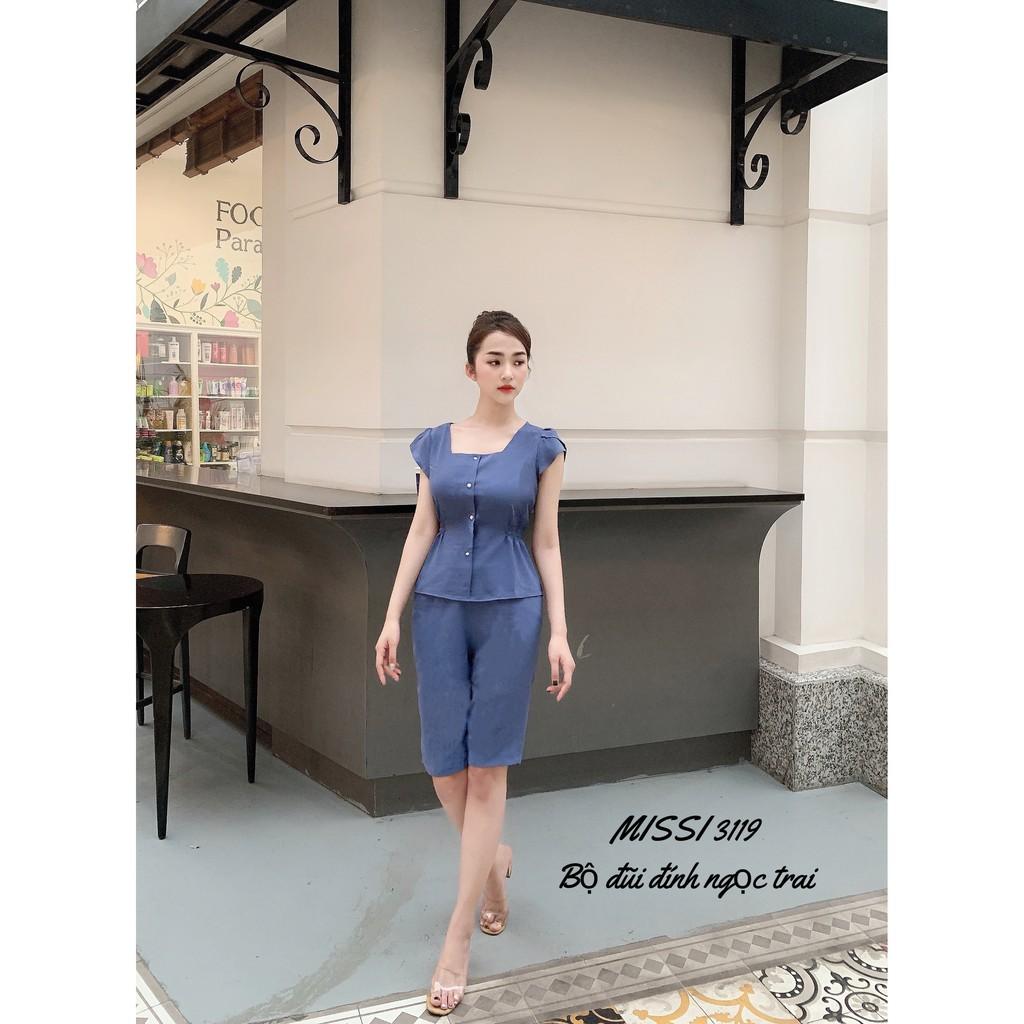 Đồ bộ đũi nữ quần lửng áo sát nách tay bèo Babydoll Set bộ đồ nữ chất đũi Banamo Fashion 123