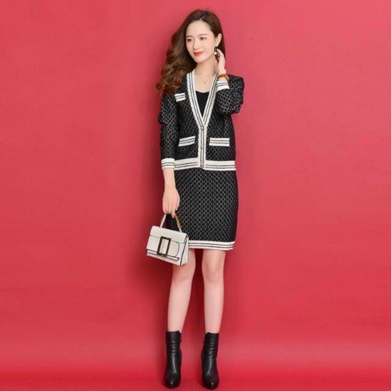 SET ÁO KHOÁC CHÂN VÁY LEN CAO CẤP