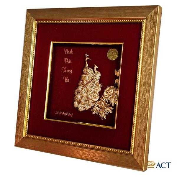 Tranh công và hoa mẫu đơn 24x24 cm - Mẫu 3