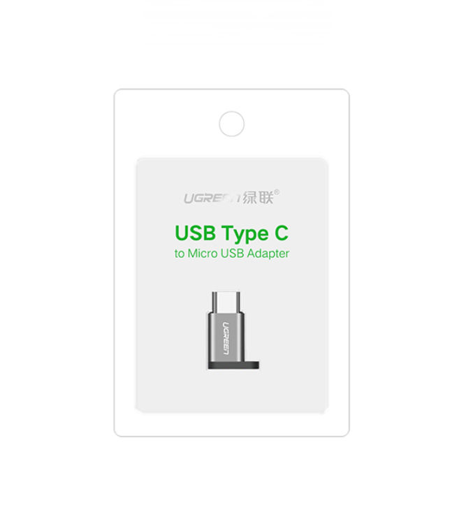 Đầu chuyển đổi Micro USB sang USB type C có hỗ trợ OTG dùng cho điện thoại di động Android UGREEN US278 50551 - Hàng chính hãng