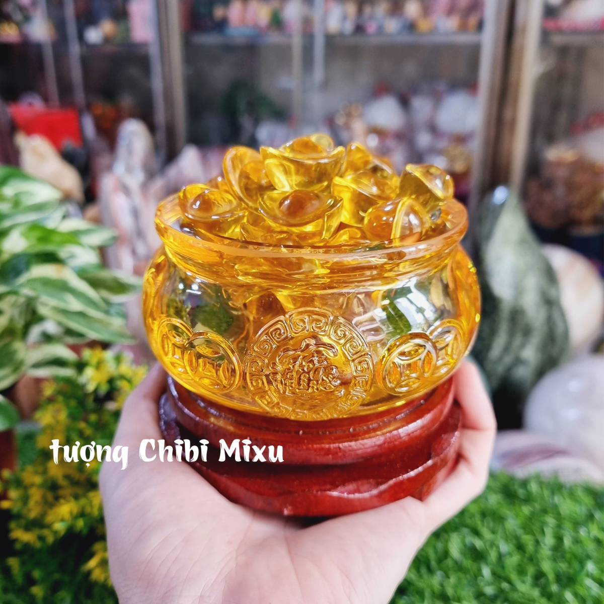 Combo Bát Tụ Bảo 10cm kèm 43 thỏi vàng 2.5cm Thần Tài may mắn
