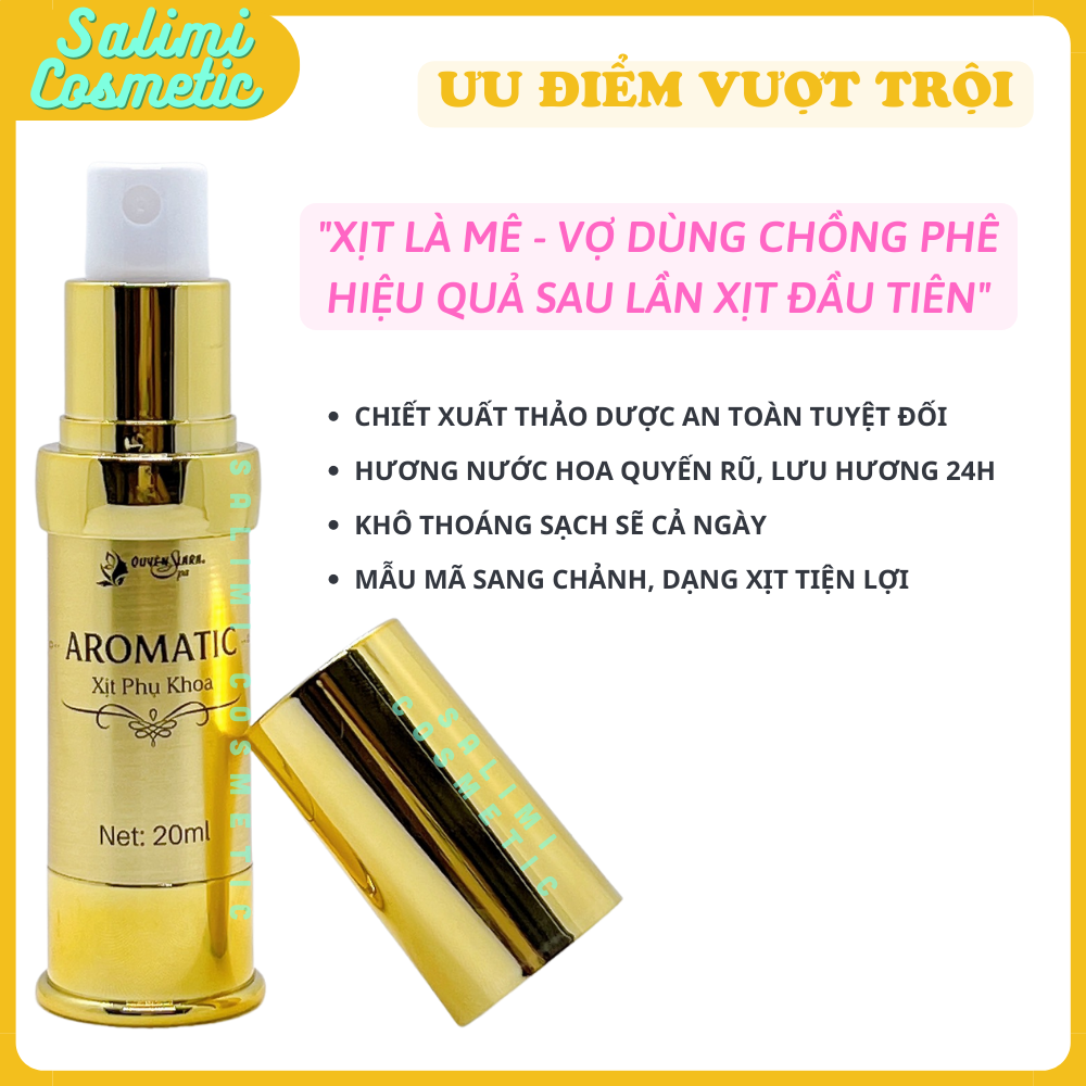 Xịt Phụ Khoa AROMATIC 20ml - Khử Mùi Hôi, Chiết Xuất Thảo Dược Thiên Nhiên, Ngừa Viêm Nhiễm, Làm Hồng Bikini, An Toàn, Không Chứa Chất Tẩy Rửa - Bí Quyết Chồng Yêu Mỗi Ngày | HÀNG CHÍNH HÃNG