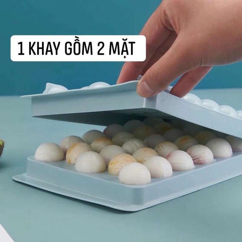 Khay Làm Đá Bằng Nhựa 33 Viên Tròn Cao Cấp, Khuôn Làm Thạch Thông Minh Có Nắp Đậy - Chính hãng MINIIN
