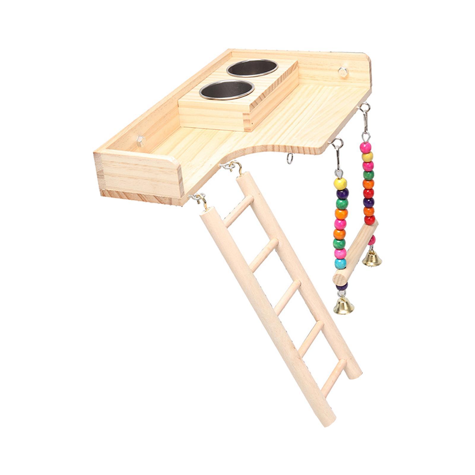 Pet Bird Parrot Playground Wooden Ladder Toy Interactive Platform Accessory