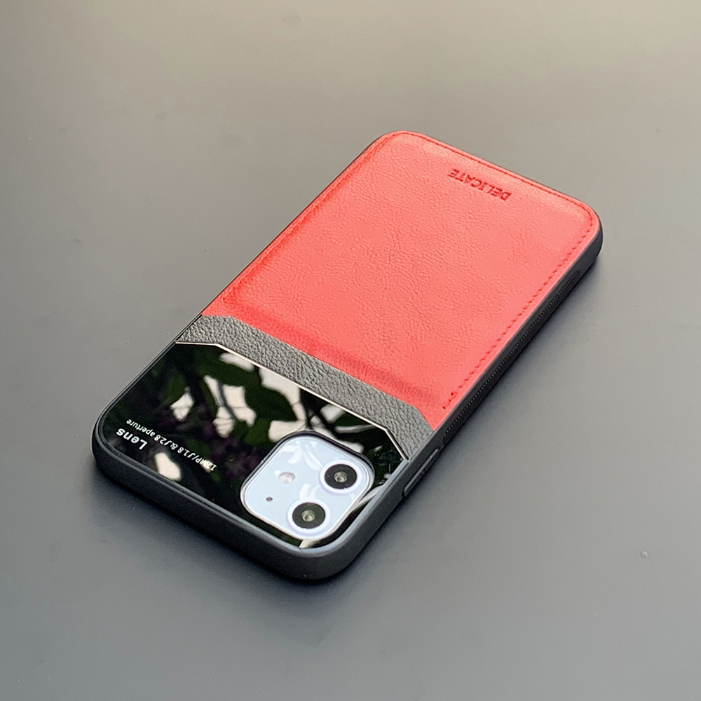 Ốp lưng da kính cao cấp dành cho iPhone 11 - Màu đỏ - Hàng nhập khẩu - DELICATE