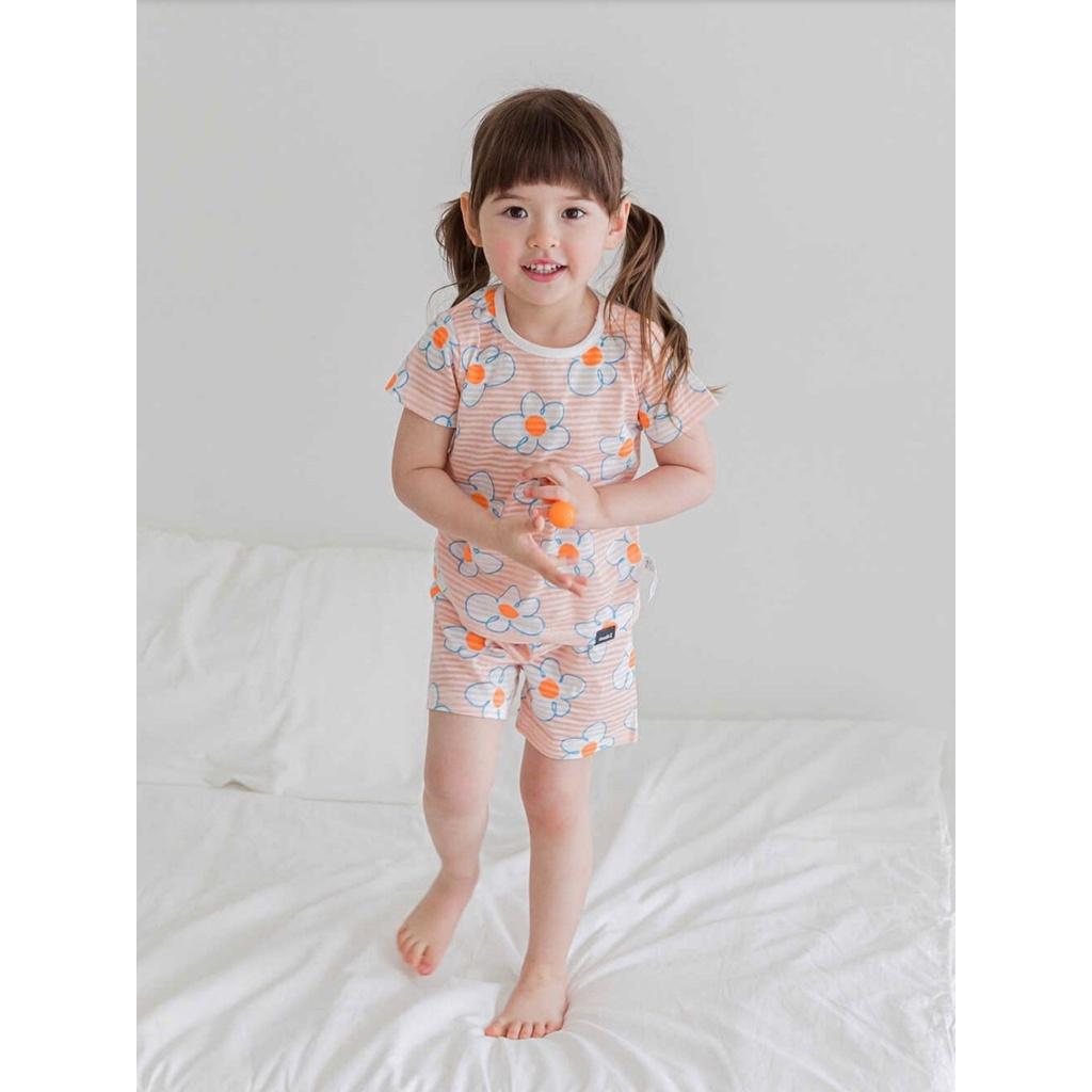 BỘ NGẮN CAO CẤP BÉ GÁI NỘI ĐỊA HÀN, CHẤT COTTON GIẤY ORGANIC, MẪU HOA