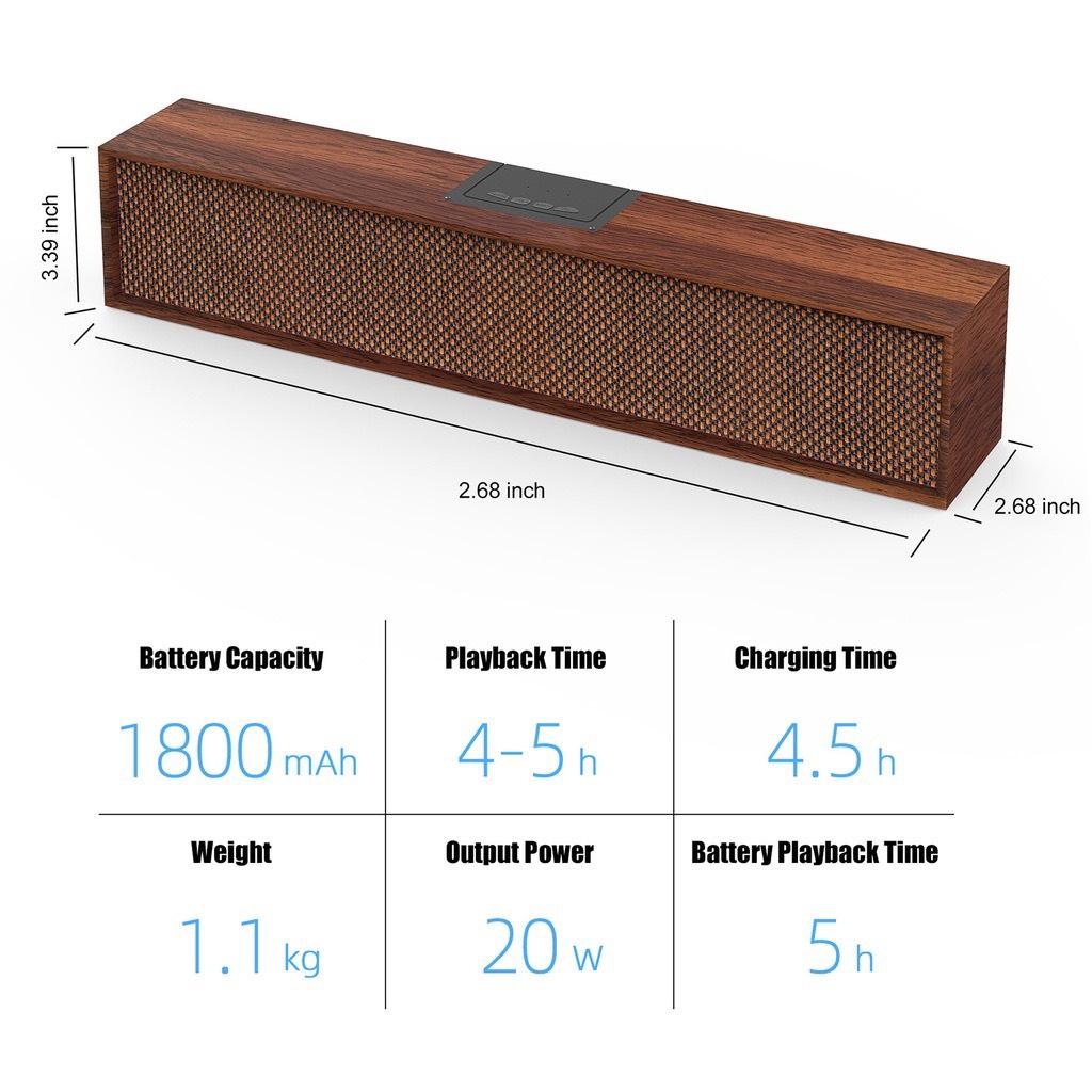 Docooler Loa SMALODY 8080 BT Loa PC Loa Không Dây Bằng Gỗ Tiện Dụng Cổ Điển