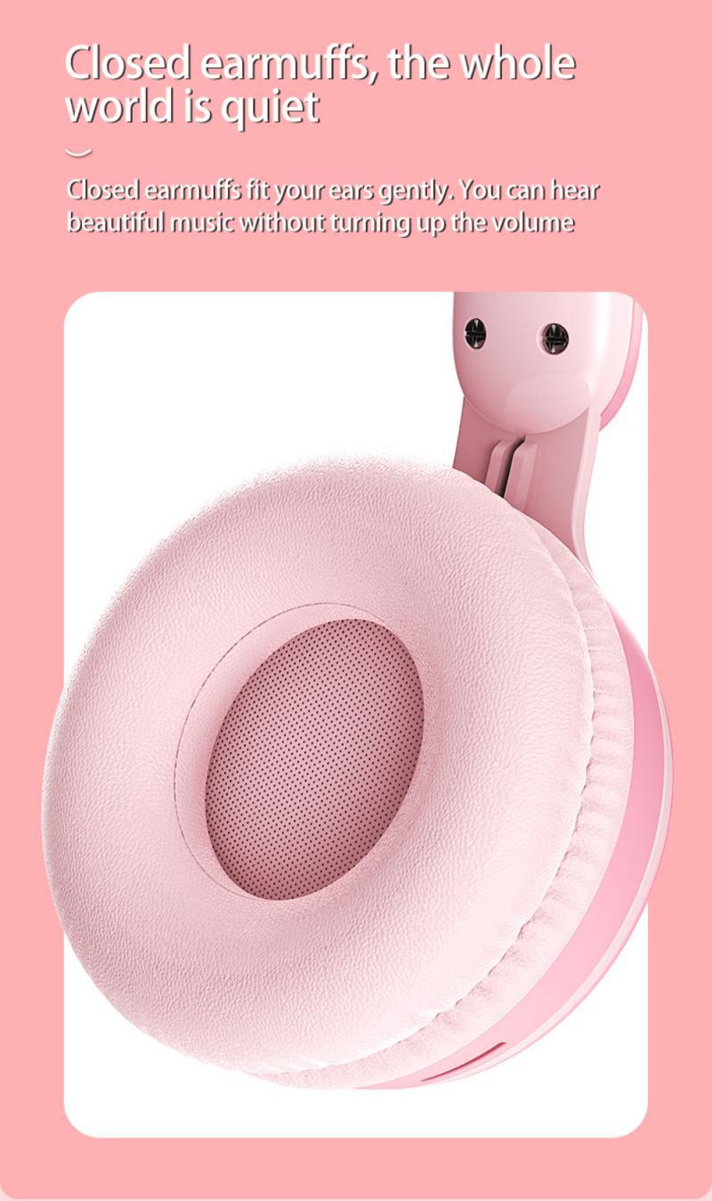 Thỏ Tai Bluetooth Không Dây-Tai Nghe Tương Thích Nữ Có Thể Gập Lại Thẻ Dạ Quang Hoạt Hình Điện Thoại Di Động Máy Tính Tai Nghe Đa Năng