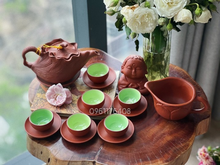 Bộ ấm chén ấm tách trà gốm tử sa Bát Tràng