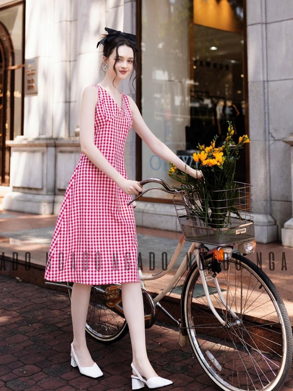 Đầm caro đỏ cổ tim NGADO , đầm nữ , Đầm vintage , Đầm mùa hè , Đầm dạo phố , Đầm xinh , Đầm thiết kế