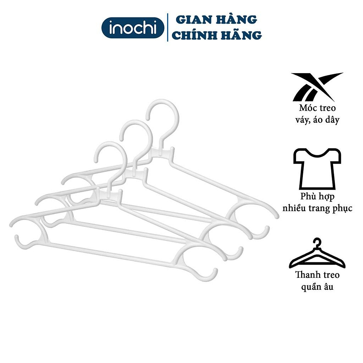 Móc quần áo -kiểu Hara 183 INOCHI giúp quần áo gọn gàng ngăn lắp với thiết kế chắc chắn MA183