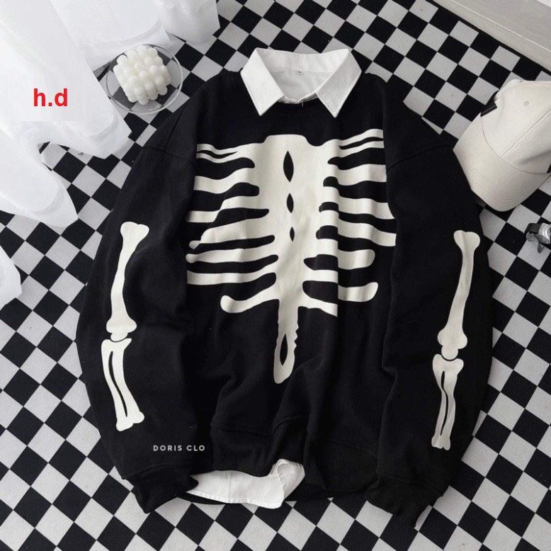 Áo sweater nỉ bộ xương cá tính mạnh mẽ hình in sắc nét chất dày dặn siêu ấm hàng đông cao cấp , áo hoodie bộ xương