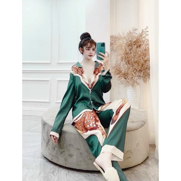 BỘ PIJAMA LỤA DÀI CAO CẤP CÁO XANH