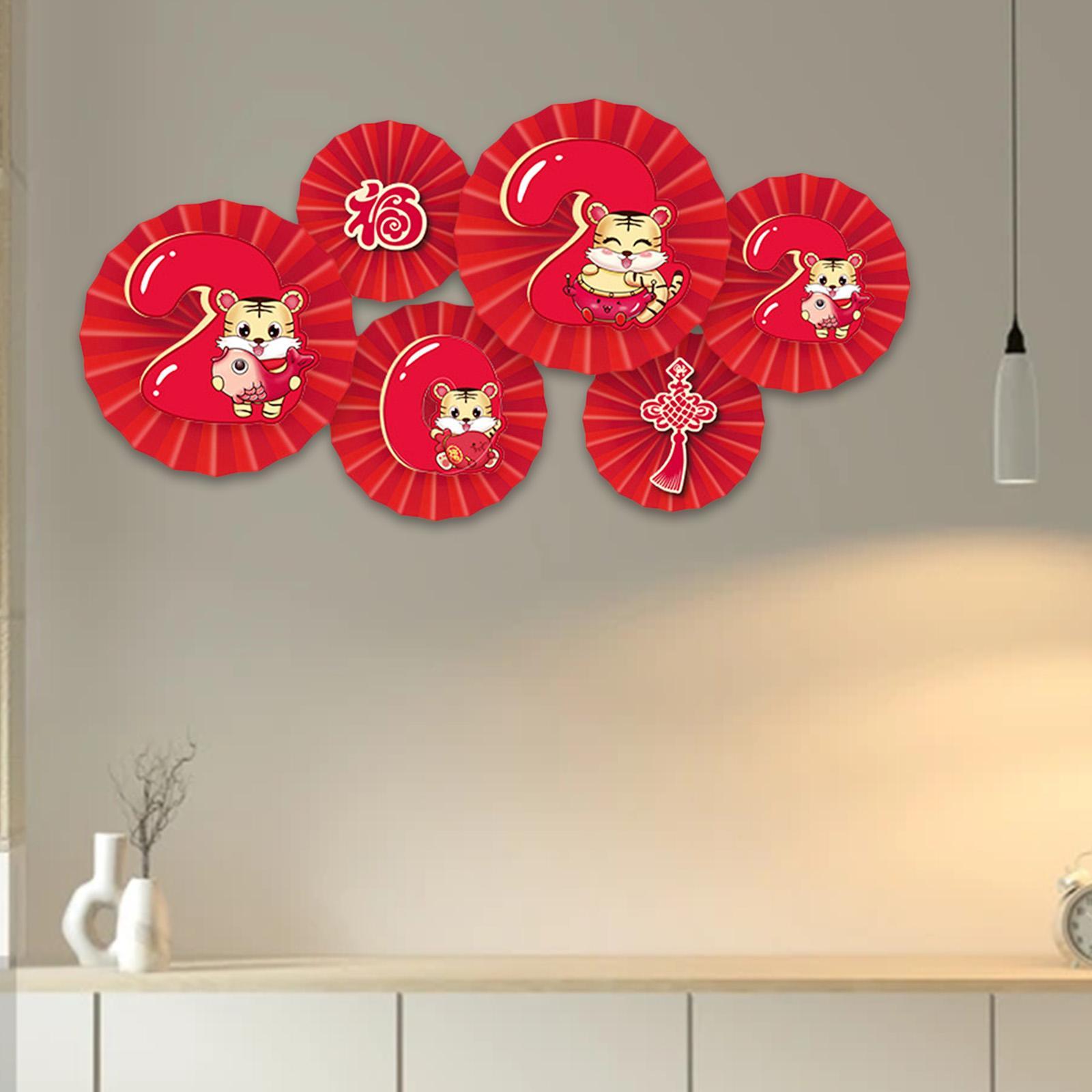 Set 12 chiếc Quạt Giấy Hoa Quạt Sáng Tạo Dán Tường Trang Trí Tết Nguyên Đán