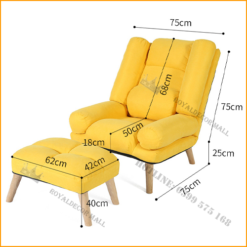 Ghế Lười Thư Giãn Kèm Đôn ROYALDECORHN Lắp Ráp Dễ Dàng - Ghế Sofa Bành Ngồi Đọc Sách Thư Giãn Ngả Lưng 180 độ Nghỉ Ngơi - Nội Thất Phòng Khách, Phòng Làm Việc, Phòng Ngủ